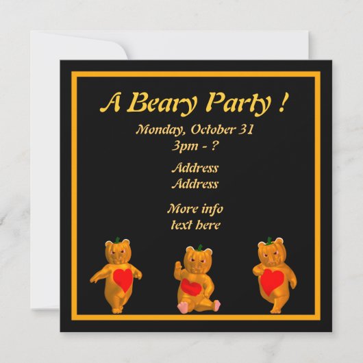Een Beary Party. Kaart (Voorkant)