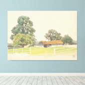 Een Bedfordshire Farmyard (19e eeuw) Canvas Afdruk (Insitu (Houten vloer))