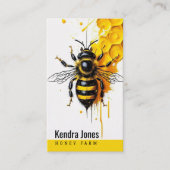 Een Bee minimalistische gele honing splash Visitekaartje (Voorkant)