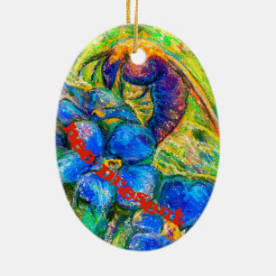 Een Bee & vergeet-me-niet-Flowers keramisch sieraa Ornament