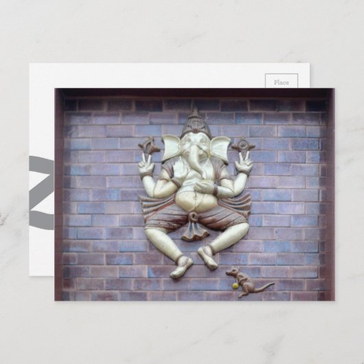 Een beeldhouwwerk van Hindoese God Ganesha Briefkaart (Voorkant / Achterkant)