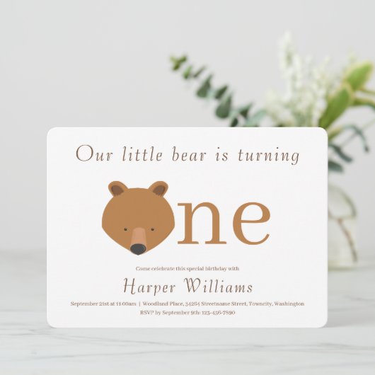 Eén Beer Baby eerste verjaardag Kaart (Staand voorkant)