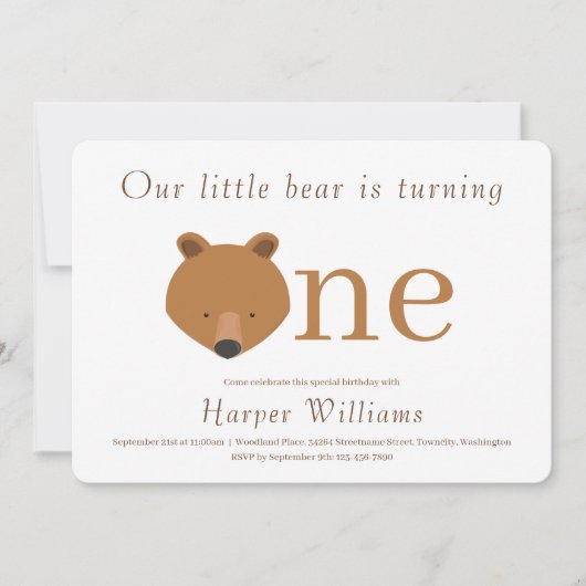 Eén Beer Baby eerste verjaardag Kaart (Voorkant)