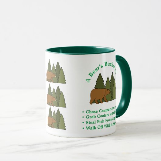 Een Beer Bucket List Funny Camping Mok (Voorkant rechts)