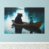 Een Beer en zijn jongen, schilderen, kunst Canvas Afdruk (Insitu (Houten vloer))