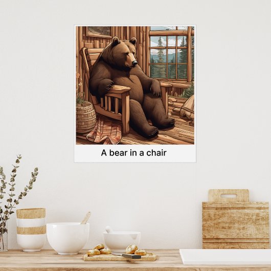 Een Beer in een stoel - Print (Keuken)