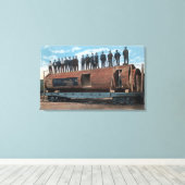 Een Beer kooi en zwelling in een gigantisch zagerl Canvas Afdruk (Insitu (Houten vloer))