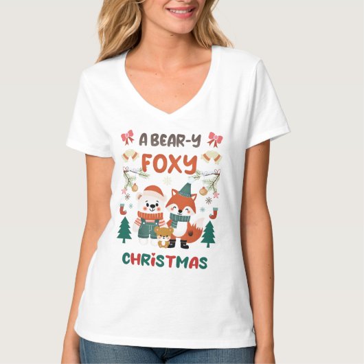 EEN BEER-Y FOXY KERST! T-SHIRT (Voorkant)