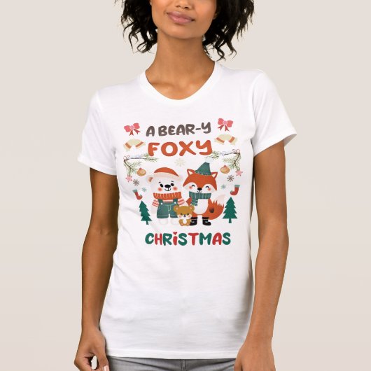 EEN BEER-Y FOXY KERST! T-SHIRT (Voorkant)