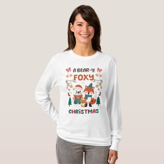 EEN BEER-Y FOXY KERST! T-SHIRT (Voorkant volledig)