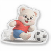 Een beerpersonage dat voetbal speelt. sticker (Voorkant)