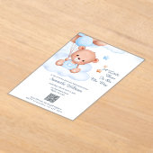 Een Beertje Is Op Weg Aanpasbare QR-code Acryl Uitnodigingen (Laagn)