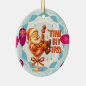 een beetje aangeschoten kerstman keramisch ornament (Rechts)