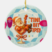 een beetje aangeschoten kerstman keramisch ornament (Achterkant)
