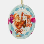 een beetje aangeschoten kerstman keramisch ornament (Rechts)