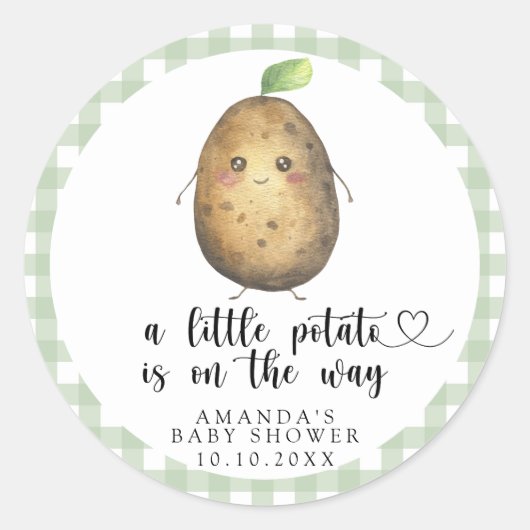 Een beetje aardappel is onderweg - Baby shower Ronde Sticker (Voorkant)
