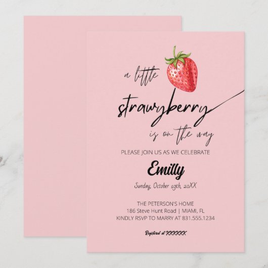 Een beetje aardbei Baby shower Kaart (Voorkant / Achterkant)