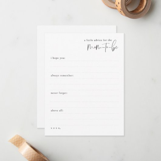 Een beetje advies voor de mam notitiekaartje (Voorkant / Achterkant in situ)