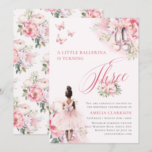 Een beetje Ballerina Swan Lake Derde Verjaardag Kaart (Voorkant / Achterkant)