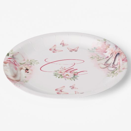 Een beetje Ballerina Swan Lake Eerste Verjaardag Papieren Bordje (Gekanteld)