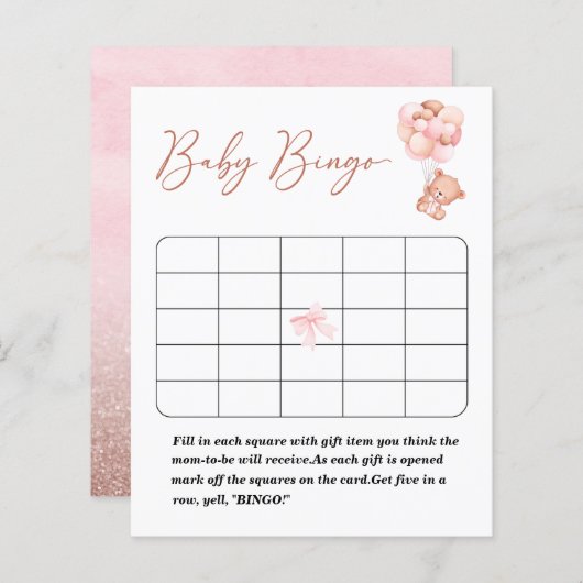 Een beetje bearly baby shower bingo (Voorkant / Achterkant)