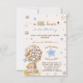 Een beetje Beer Blue Baby Boy Shower Kaart (Voorkant)