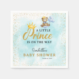Een beetje Beer Prince Blue Gold Boy Baby shower Servet