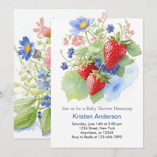 Een beetje Berry Waterverf Fantasy Boy Baby shower Kaart (Voorkant / Achterkant)