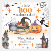 Een beetje boe baby shower babyshower uitnodiginge vierkante sticker (Voorkant)