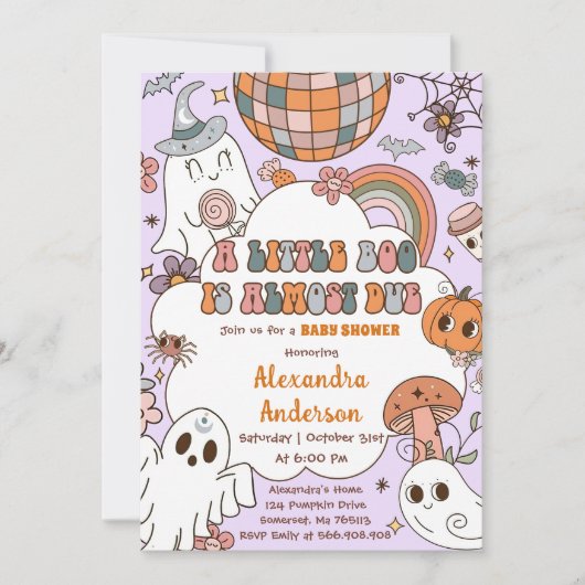 Een beetje Boo Baby shower Halloween Party Kaart (Voorkant)