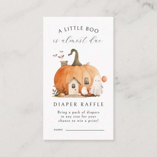 Een beetje Boo Baby shower Luier Raffle Informatiekaartje (Voorkant)