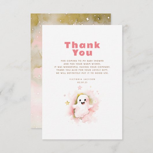 Een beetje boo geest schattig halloween dank je bedankkaart (Voorkant / Achterkant)