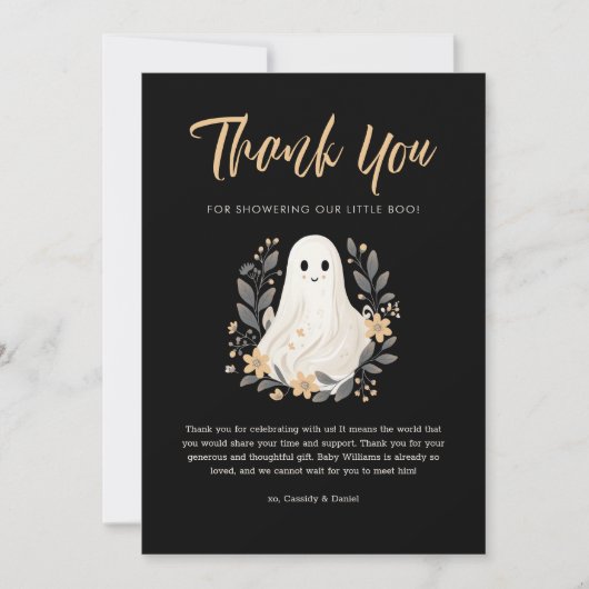 Een beetje Boo Ghost Halloween Baby shower Dank u Bedankkaart (Voorkant)