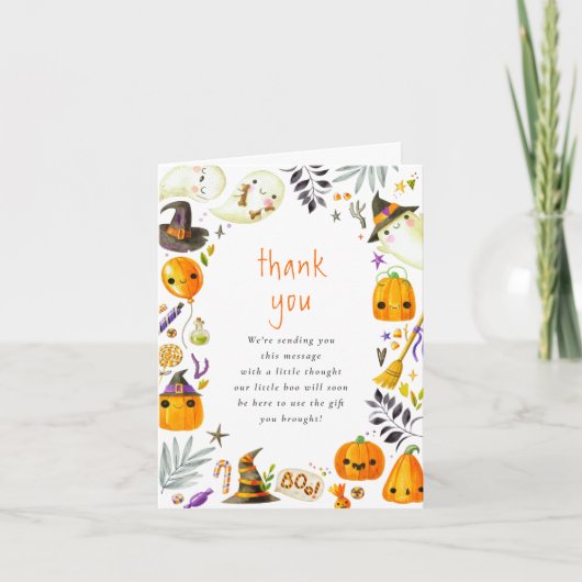 Een beetje Boo Ghost & Pumpkin Halloween Dank je w Bedankkaart (Voorkant)
