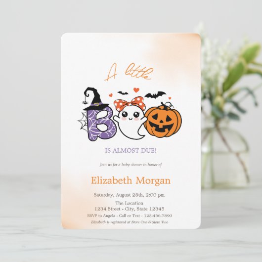 Een beetje Boo Ghost Pumpkins Halloween Kaart (Staand voorkant)