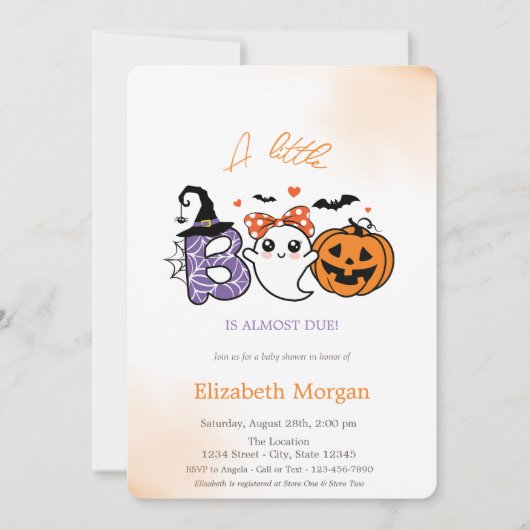 Een beetje Boo Ghost Pumpkins Halloween Kaart (Voorkant)