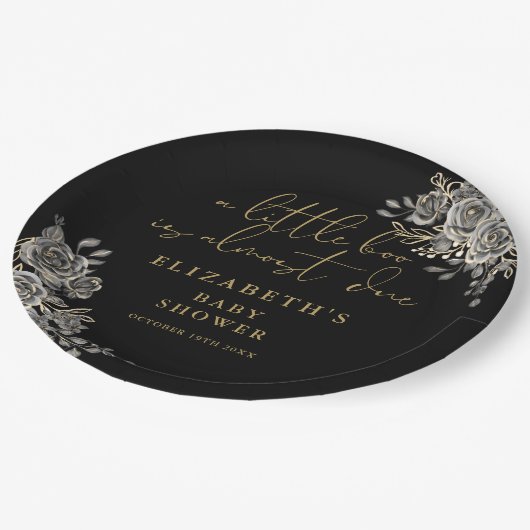 Een beetje Boo Gothische bloemige baby shower Papieren Bordje (Gekanteld)