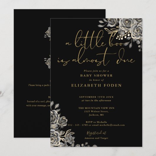 Een beetje boo gotische bloem alles in één Baby sh Kaart (Voorkant / Achterkant)