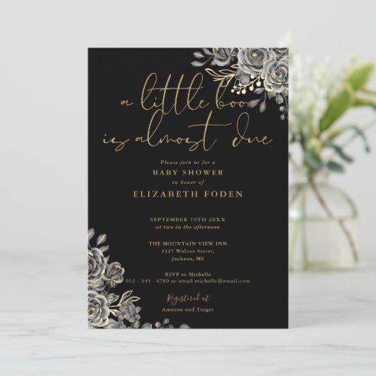 Een beetje Boo Gotische bloemige all-in-one baby s Kaart (Staand voorkant)