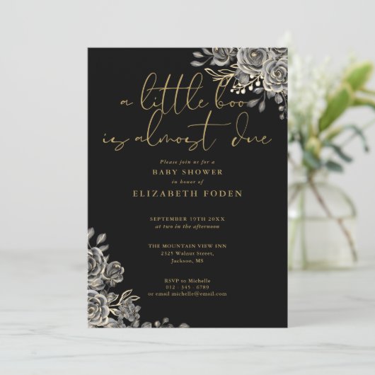 Een beetje Boo Gotische QR-code All In One Baby Sh Kaart (Staand voorkant)