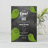 Een beetje Boo Green Happy Halloween Baby shower Kaart (Staand voorkant)