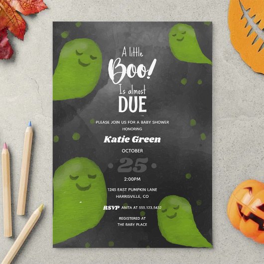 Een beetje Boo Green Happy Halloween Baby shower Kaart