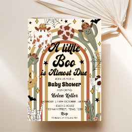 Een beetje Boo Groovy Cactus Halloween Baby shower Kaart
