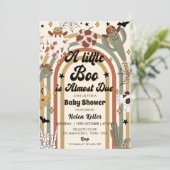 Een beetje Boo Groovy Cactus Halloween Baby shower Kaart (Staand voorkant)