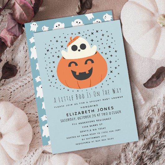 Een beetje Boo Halloween Baby shower Boy Invitatio Kaart