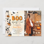 Een beetje Boo Halloween Baby shower Foto Kaart (Voorkant)