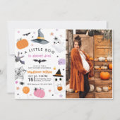 Een beetje Boo Halloween Baby shower Foto Kaart (Voorkant)