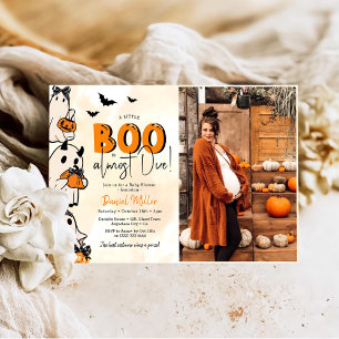Een beetje Boo Halloween Baby shower Foto Kaart