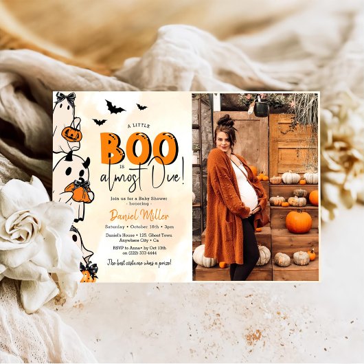Een beetje Boo Halloween Baby shower Foto Kaart