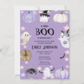 Een beetje Boo Halloween Baby shower paarse Kaart (Voorkant)